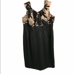 Signature by Robbie Bee black with tan dress